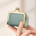 thumbnail image 3 of Almacenamiento Bolso Monedas Portátiles Cuero Genuino Lock Pequeño Mini Lindo Broche Billetera Compras Cita, 3 of 6