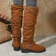 thumbnail image 6 of Women's Belt Buckle Knee High Boots, Fashion Low Heel Riding Style Boots for Casual Travel or Fall Outfits, 6 of 10