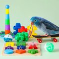 thumbnail image 1 of Flmtop 9Pcs/Set Parrot Toy Kit Bite-resistant Interactive Wood Birds Block Puzzles Skateboard Toy for Pet, 1 of 7