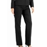 Le Suit Women's Pant Suit Pin Stripe 3 Button Blazer Black 14