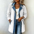 thumbnail image 7 of WAGUTH Women's Corduroy Denim Patchwork Jacket Lapel Collar Button Down Casual Mid Length Coat with Pockets for Fall Winter Daily Wear, 7 of 7