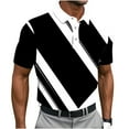 thumbnail image 2 of Fnnxeal Big and Tall Men's Black Striped Polo Shirt 3XL, Polyester Spandex, Stretchy Moisture Wicking, Golf & Casual, Wrinkle Resistant, 2 of 5