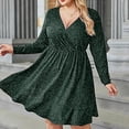 thumbnail image 4 of BangWanChi Womens Dresses Formal Women's Flash Dress V-neck Long Sleeve Ruffle Swinging Dress Mini Flash Dress, 4 of 5