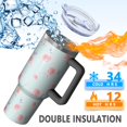 thumbnail image 5 of 40oz Pioneer Flower Floral Print Pattern Insulated Tumbler with Handle, BPA-Free Leak Proof Lid and Straws, Double Wall Vacuum, Hot 12h/Cold 34h, 5 of 6