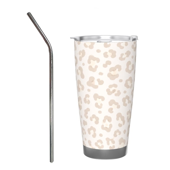20oz Neutral Leopard Print Tumbler Insulated Car Cup Travel Coffee Cup Gift for Women with Stainless Steel Straw