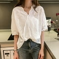 thumbnail image 2 of Mittory Women's Short Sleeve Blouses Eyelet Floral Hollow Out Embroidery Summer Work Casual Blouse Top, 2 of 4