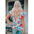 thumbnail image 1 of ABPHQTO Top de mujer con volantes en el cuello y manga con volantes en estampado floral blanco, 1 of 5