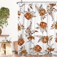 thumbnail image 3 of Fall Pumpkin Pine Floral Shower Curtain,Polyester Waterproof Bathroom Decor Set With Hooks,72 W x84 H Inch, 3 of 7