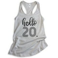thumbnail image 1 of Hello 20 Tank Top, Ladies Racerback Tank Top, 20th Birthday Tank, Twentieth Birthday Tank, B-day Tank, Silver Gray, Large, 1 of 3