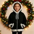 thumbnail image 5 of LIJCC Girls Mock Neck Hooded Jackets Furry Trim Winter Warm Zipper Sweatshirts Soft Fleece Oversized Xmas Trendy Coats(Black,2-3 Years), 5 of 8