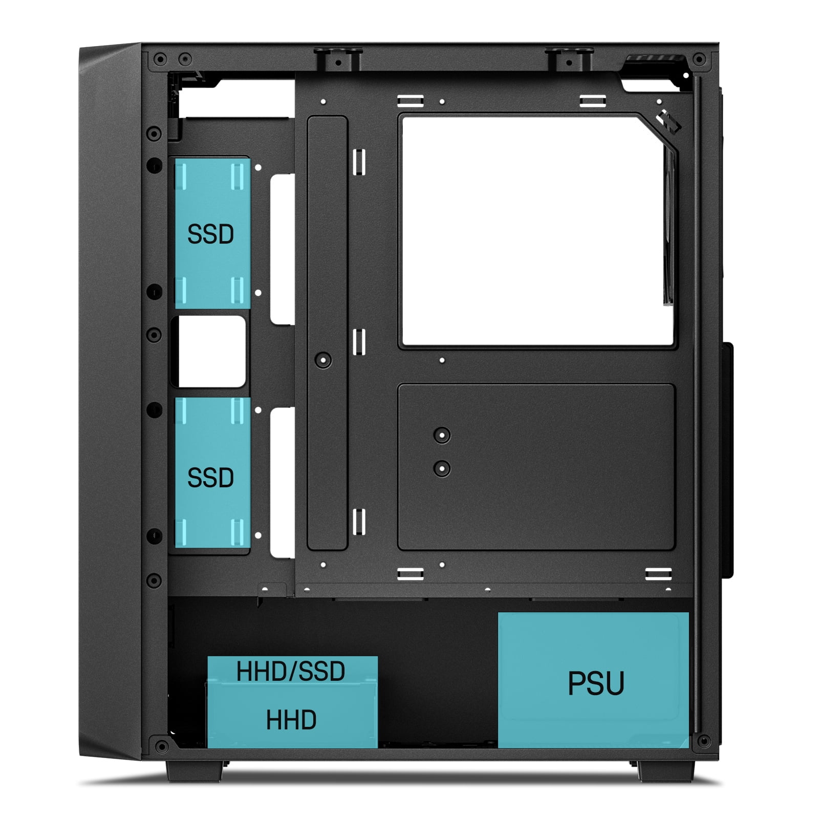 DARKROCK EC2 Black ATX Mid Tower PC Case – Type-C Ready, 40-Slot GPU Support, Tempered Glass Side Panel, 8 x 120mm Fan Mounts (1 Pre-Installed) & 360mm Radiator Compatibility