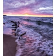 thumbnail image 3 of Driftwood Duvet Cover Set, Driftwood Beach Landscape Wavy Sea and Cloudy Sky at Sunset Digital Image Print, Decorative 3 Piece Bedding Set with 2 Pillow Shams, Queen Size, Blue Grey, by Ambesonne, 3 of 3