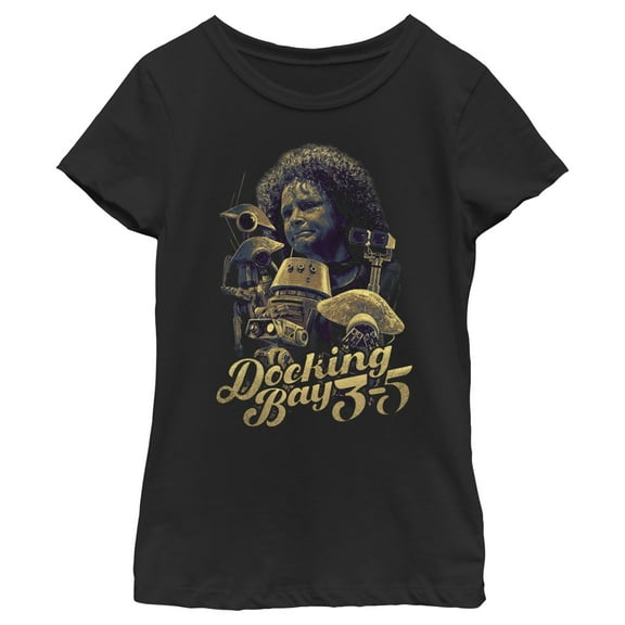 Girl's Star Wars: The Book of Boba Fett Peli Motto Docking Bay 3-5  Graphic Tee Black X Large