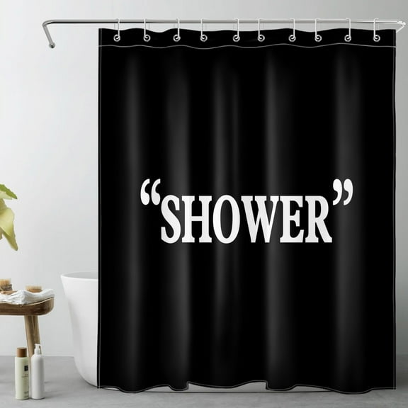 HVEST Black Minimalist Shower Curtain with Black and White Design - Modern Simple Aesthetic Bathroom Decor, Waterproof Polyester Fabric, Includes 10 Hooks, 60x72 Inches