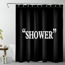 HVEST Black Minimalist Shower Curtain with Black and White Design - Modern Simple Aesthetic Bathroom Decor, Waterproof Polyester Fabric, Includes 10 Hooks, 60x72 Inches