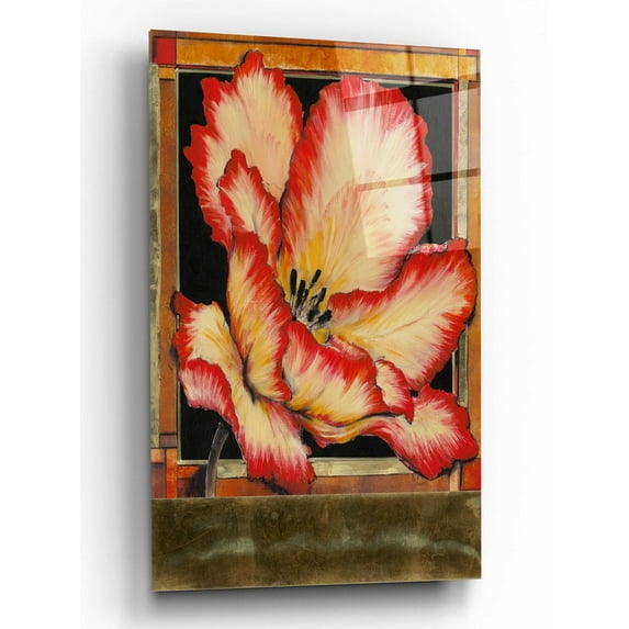 Epic Art 'Embellished Parrot Tulip II' by Tim O'Toole, Acrylic Glass Wall Art, 16"x24"