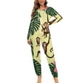 thumbnail image 4 of Jungle Monkeys Floral Leaves Unisex Adult Onesie Pajamas with Pockets for Women Men Hooded Loungewear, 4 of 8