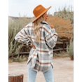 thumbnail image 4 of Womens Casual Plaid Shacket Wool Blend Button Down Long Sleeve Shirt Fall Jacket Shackets, 4 of 5