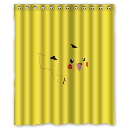 TOUXIHAA Pika Pikachu Illust Minimal Art Shower Curtain Bathroom Curtain Set with Hooks Size 66x72 inches