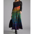 thumbnail image 5 of Toamir Autumn And Winter New Women V-Neck Long Skirt New Contrast Color V-Neck Long Sleeve Woolen Splicing Large Swing Dress for Women, 5 of 6
