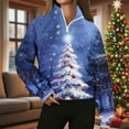 thumbnail image 2 of Women's Christmas Sweatshirt Half Zip Lapel Collar Print Long Sleeve Pullover Tops White L, 2 of 6
