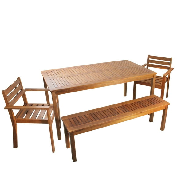 Northlight 4pc Acacia Wood Outdoor Patio Dining Set 63" - Brown
