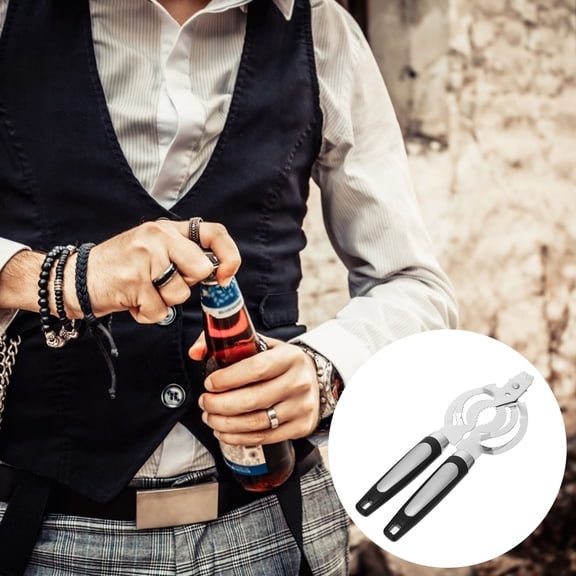 HAMPPLIES Portable Black Beverage Can Opener with Ergonomic Handle and Unique Design for Easy Bottle Opening