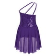 thumbnail image 2 of YIZYIF Kids Girls Sequins Figure Skating Dress One Shoulder Dance Gymnastics Competition Leotard Dress A Purple 8, 2 of 7