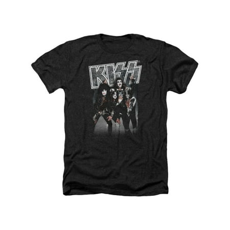 Kiss Hard Rock Metal Band Sparkling Silver Adult Heather T-Shirt