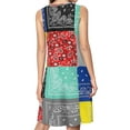 thumbnail image 2 of Bandana paisley patchwork pattern Spring Summer Dresses for Women Fashion T-shirt Dress Casual Sleeveless Loose Sundress with Pockets, 2 of 5