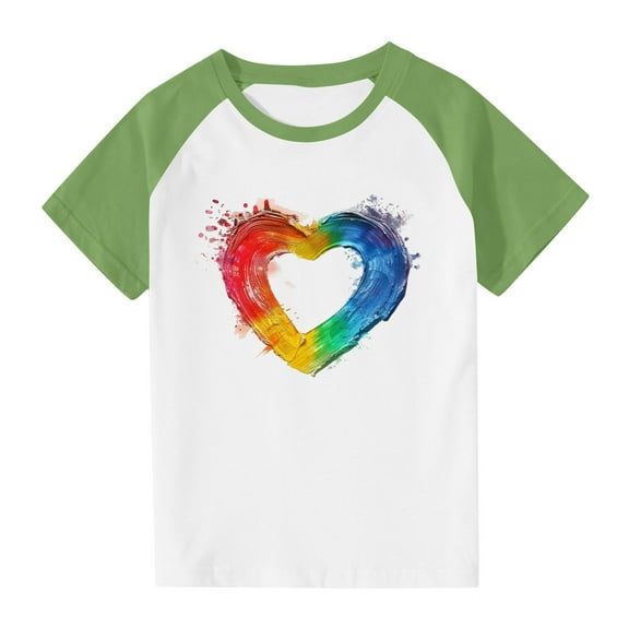 Spazoro Toddler Girls T-shirts, Graphic Summer Crewneck Casual Short Sleeve Tops Tee Green Size 13 T
