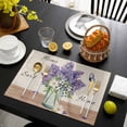 thumbnail image 3 of Purple Lavender Placemats Set of 12, Spring Floral Daisy Butterfly Leaves Beige Placemats for Dining Table, Place Mats for Kitchen Tabletop, Waterproof Wipeable Dining Table Mats Set, 3 of 9