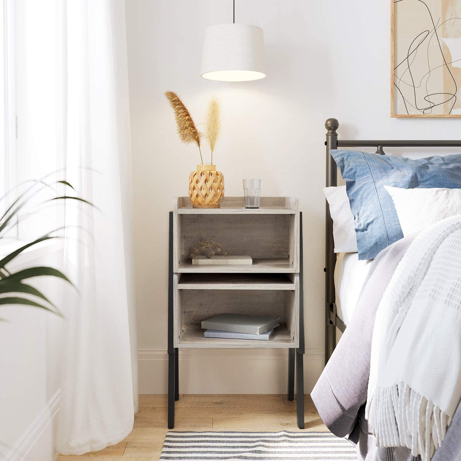 VASAGLE End Table, Nightstand, Set of 2 Side Tables for Small Spaces