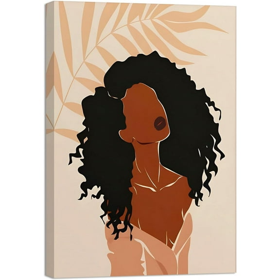 Aaheei Black Woman Art, Boho Black Art, Woman And Flower Canvas Print Wall Art, Flower Art, Afro Girl Wall Decor, Afro Art, Fashion Posters, Decorations, Ready to Hang