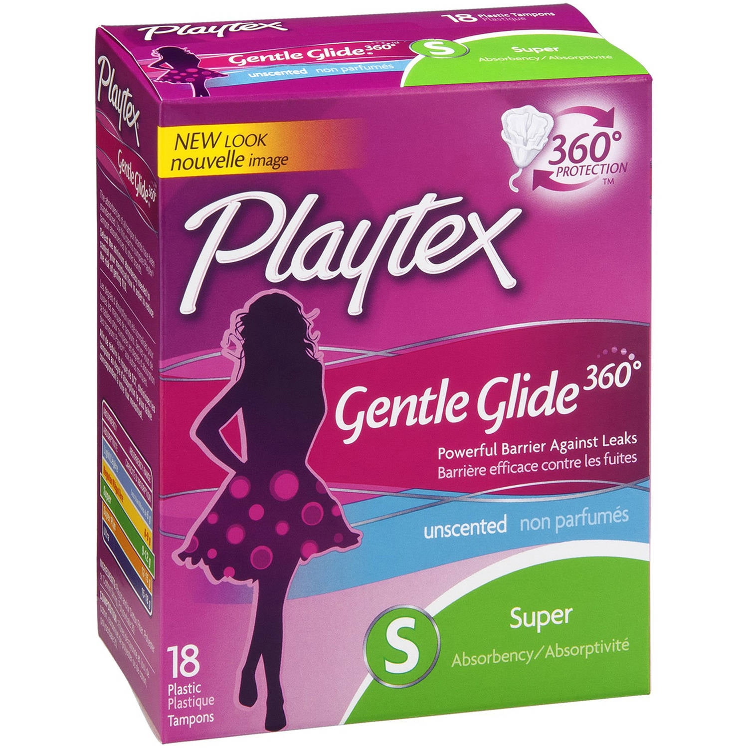 Playtex Playtex Gentle Glide Tampons, Unscented Super Absorbency, 18 CT (Pack of 6)