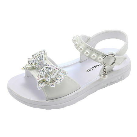 

TENSUNNYD Baby Girls Dress Shoes Girls Sandals Kids Open Toe Ankle Strap Dress Shoes Wedding Party For Toddler Kids Princess Shoes None- Sole Princess Shoes Big Girls 7Y-8Y