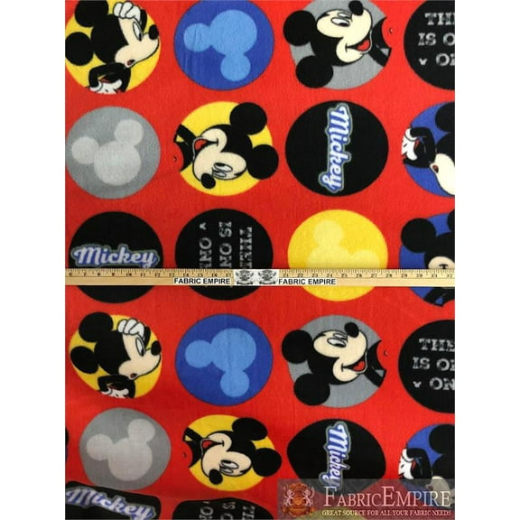 Fleece Printed Antipill Winter Fabric MICKEY MOUSE IN CIRCLES THERE IS ONLY ONE / 58" Wide / Sold by the yard