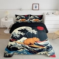 thumbnail image 6 of Manfei Capybara Surfing 2pcs Bedding Comforter Set,Ocean Waves Twin Comforter Sets,Japanese Style Bedding Set,Ultra Soft Animal Room Decor,Reversible, 6 of 7