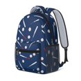 thumbnail image 2 of Baseballs and Bats Blue Pattern Backpack for School, Cute School Bag with Adjustable Shoulder Straps and Padded Back, 15.3"x11"x6.7", 2 of 5