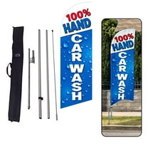 100% Hand Car Wash bubbles theme 6ft Feather Flag Advertising windless feather banner with Complete 8ft pole kit with Ground Spike and Travel Bag