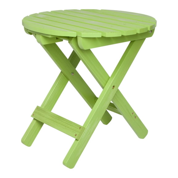 Shine Company Adirondack Round Cedar Wood Foldable Side Table in Green