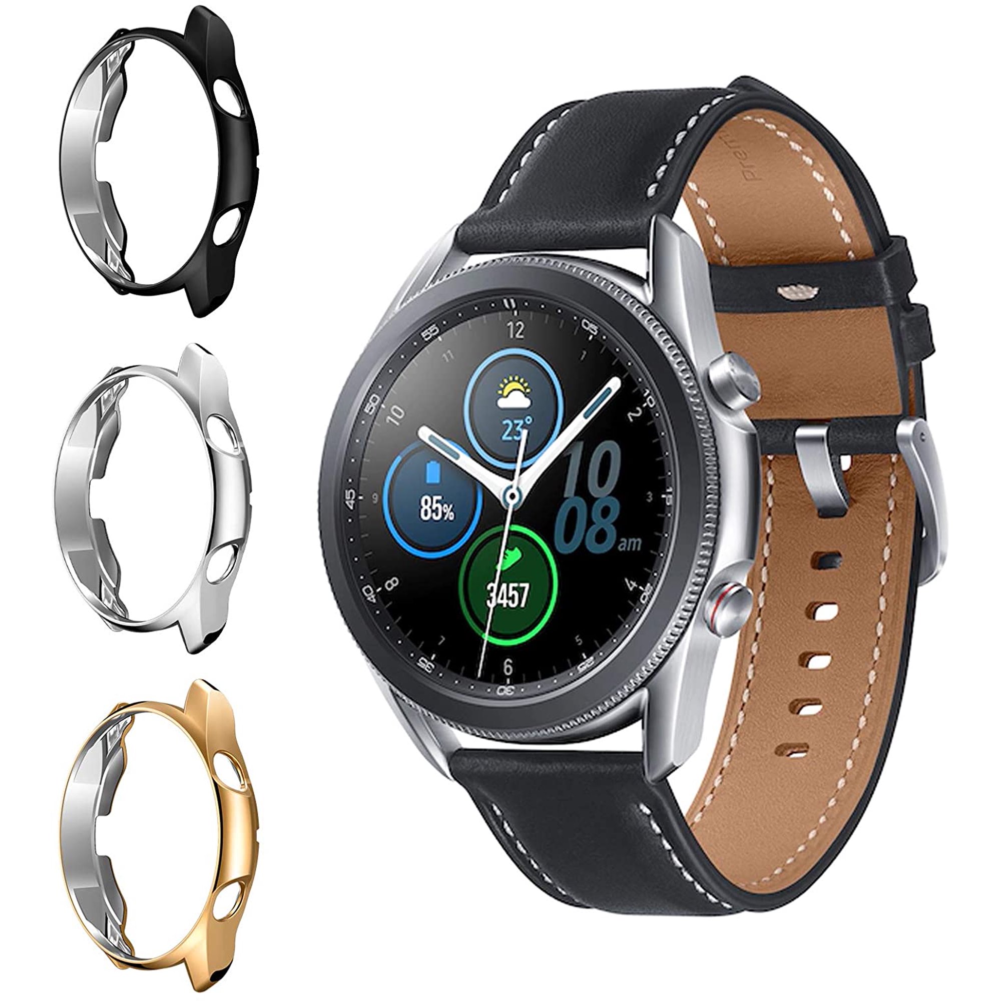 Case Protector Compatible With Samsung Galaxy Watch 3 45mm 3 Pack Scratchproof Plated Tpu Protective Smartwatch Case Watch Cover Fit Galaxy Watch 3 45mm Sm R840 Black Silver Gold Walmart Canada