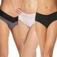thumbnail image 2 of Blissful Benefits by Warner's Women's No Muffin Top Cotton Stretch Lace Hipster Panties 3-Pack, Style RU0093W, 2 of 2