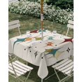 thumbnail image 3 of Square Outdoor Tablecloth with Umbrella Hole Yellow Green Diamond Outside Table Cloth Waterproof Patio Table Cover Modern Geometric Middle Century Beige Zipper Tablecloths for Picnic 60x60 Inch, 3 of 8