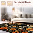 thumbnail image 2 of ODIKA 8'x10' Machine Washable Non-Slip Area Rug, Artistic Black Cat Blossom Design High Traffic Rug, Black, 27815, 2 of 7