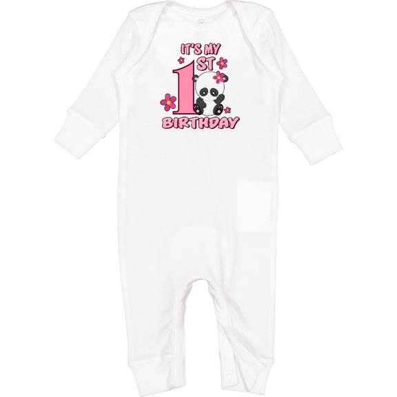 Inktastic It's My First Birthday with Panda Bear Baby Romper Coveralls
