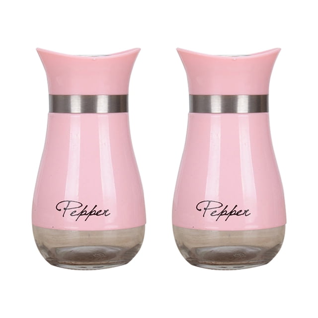 Salt and Pepper Shakers Set,Glass Bottom Salt Pepper Shaker with Stainless Steel Lid