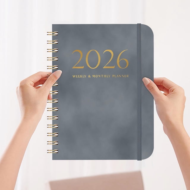2025 Schedule Book A5 Coil Notebook | Leather Strap Planner with Self-Discipline Goal Card | Portable Daily Organizer for Students Professionals | Customizable Printed Diary