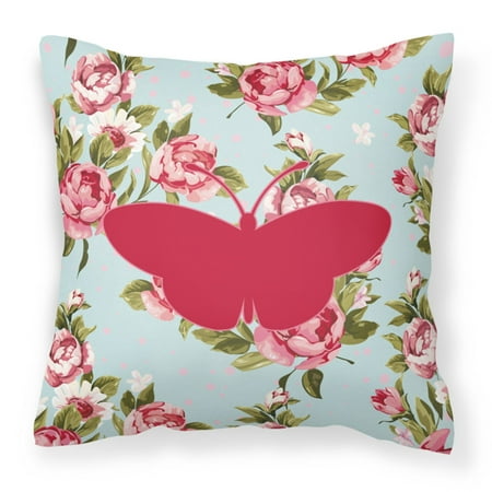 Carolines Treasures Butterfly Shabby Chic Roses Outdoor Pillow