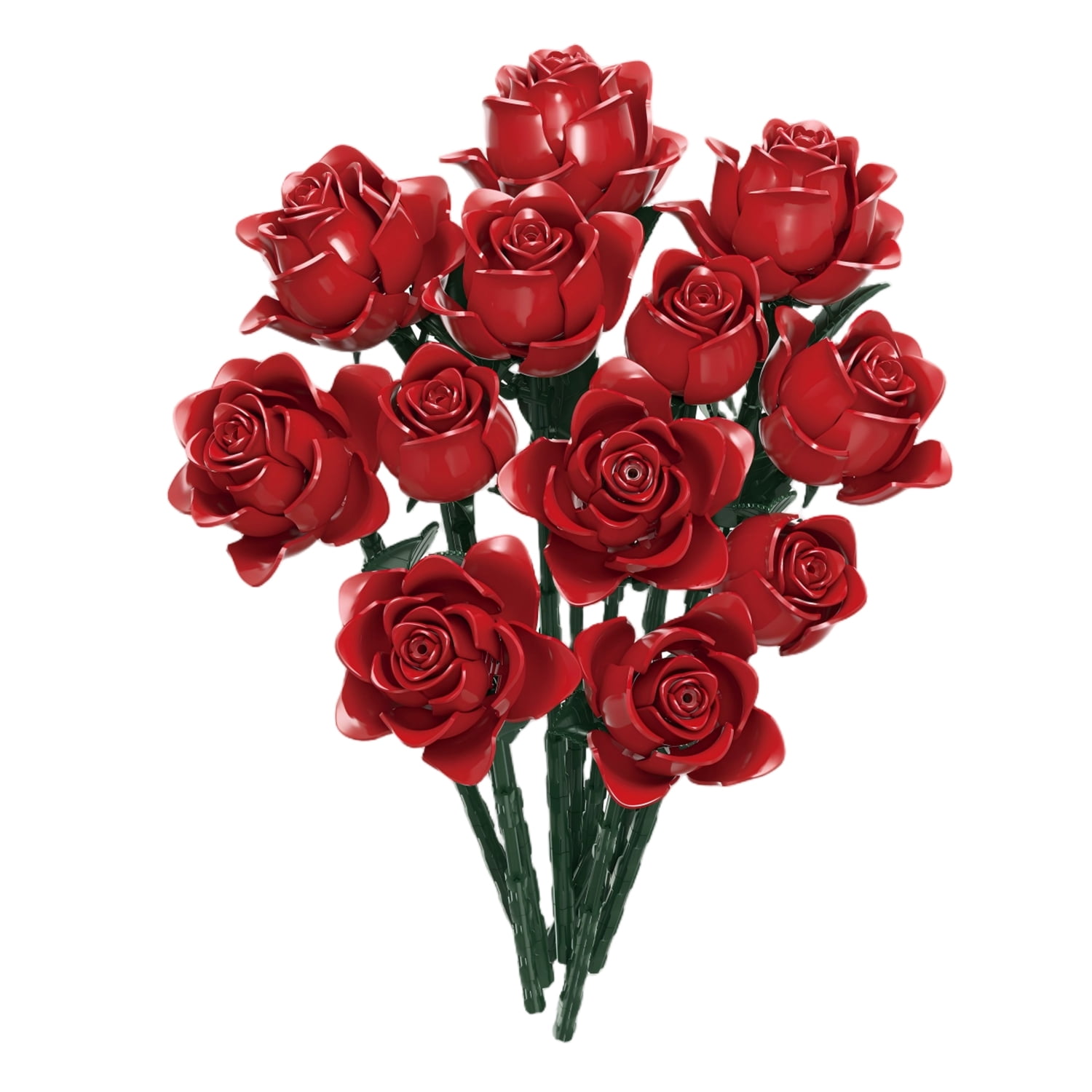 Botanicals Bouquet of Roses Artificial Flowers - Fake Red Roses Building Set for Adults, Ages 14+ - Wedding Decor for Table Display - Gift for Wedding, Bridesmaid